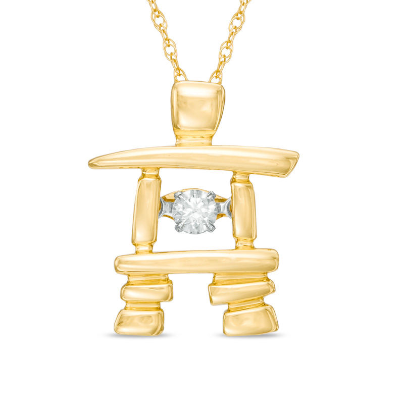 Previously Owned - Unstoppable Love™  0.10 CT.  Canadian Diamond Solitaire Inukshuk Pendant in 10K Gold (I/I2)|Peoples Jewellers