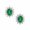 Thumbnail Image 0 of Previously Owned - Oval Emerald and Diamond Accent Fashion Earrings in 10K Gold