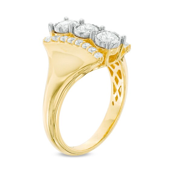 Previously Owned - 0.95 CT. T.W. Diamond Linear Past Present Future® Collar Engagement Ring in 14K Gold