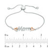 Previously Owned - 0.05 CT. T.W. Diamond Double Heart "Mom" Bolo Bracelet in Sterling Silver and 10K Rose Gold - 9.5"