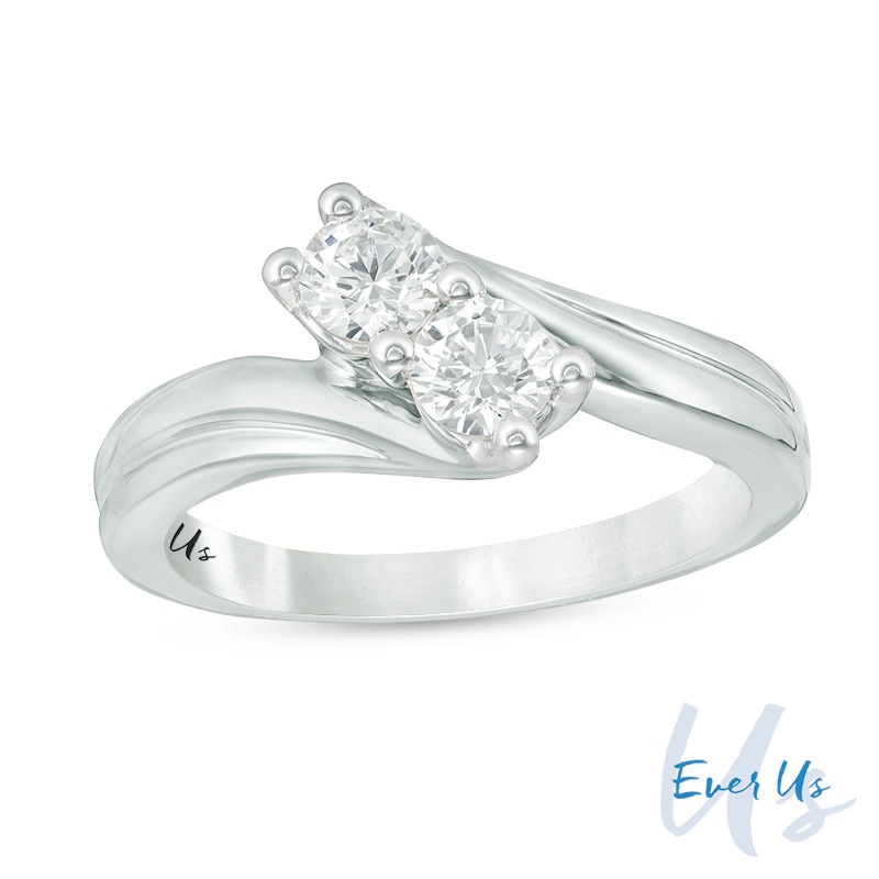 Previously Owned - Ever Us™ 0.62 CT. T.W. Two-Stone Diamond Bypass Ring in 14K White Gold|Peoples Jewellers