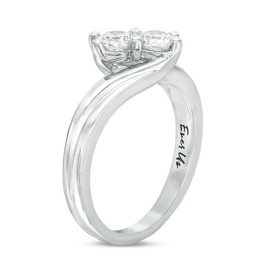 Previously Owned - Ever Us™ 0.62 CT. T.W. Two-Stone Diamond Bypass Ring in 14K White Gold