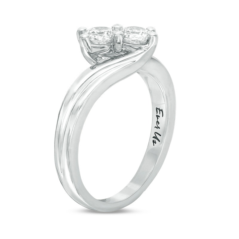 Previously Owned - Ever Us™ 0.62 CT. T.W. Two-Stone Diamond Bypass Ring in 14K White Gold|Peoples Jewellers