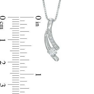 Previously Owned - 0.15 CT. T.W.   Diamond Ribbon Pendant in Sterling Silver (I/I2)