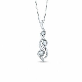 Previously Owned - Sirena™ 0.12 CT. T.W. Diamond Three Stone Pendant in 10K White Gold