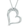 Previously Owned - 0.10 CT. T.W. Diamond Tilted "MOM" Heart Pendant in Sterling Silver