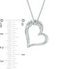 Previously Owned - 0.10 CT. T.W. Diamond Tilted "MOM" Heart Pendant in Sterling Silver