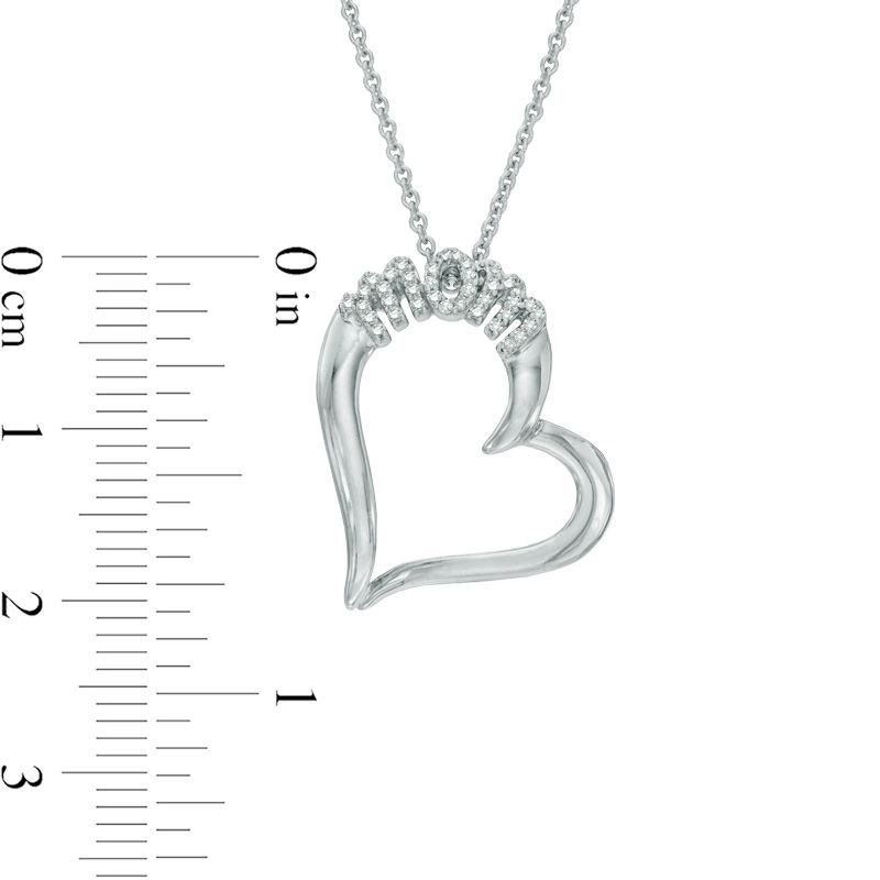 Previously Owned - 0.10 CT. T.W. Diamond Tilted "MOM" Heart Pendant in Sterling Silver|Peoples Jewellers