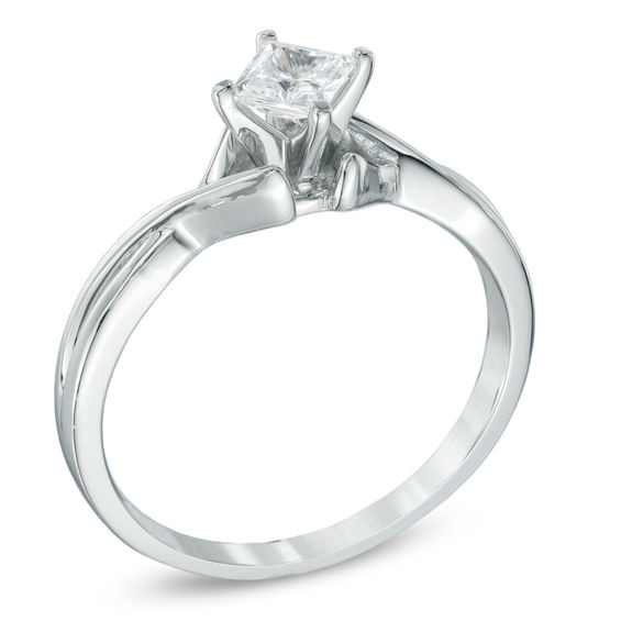 Previously Owned - 0.40 CT.   Princess-Cut Diamond Solitaire Ring in 14K White Gold (I/I1)