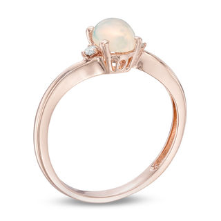 Previously Owned - Oval Opal and Diamond Accent Bypass Ring in 10K Rose Gold