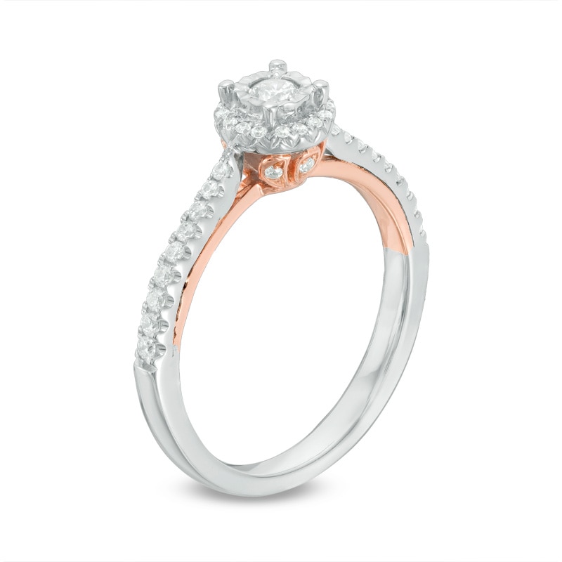 Previously Owned - 0.33 CT. T.W. Diamond Frame Engagement Ring in 10K Two-Tone Gold|Peoples Jewellers