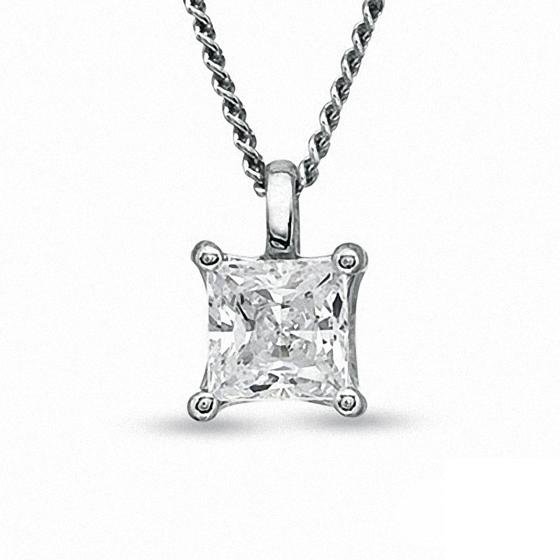 Previously Owned - CT. Princess-Cut Diamond Pendant in 14K White Gold (I/I2