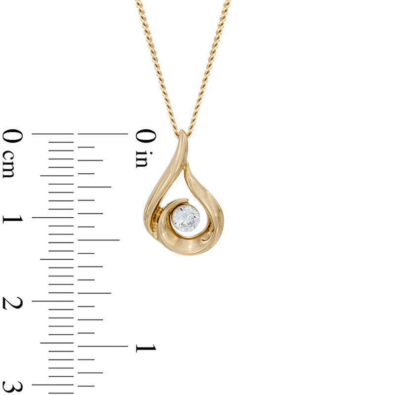 Previously Owned - 0.12 CT.   Diamond Solitaire Curlique Teardrop Pendant in 14K Gold (I/I2) - 17"