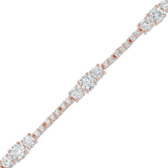 Previously Owned - Lab-Created White Sapphire Bracelet in Sterling Silver with 18K Rose Gold Plate - 7.25"