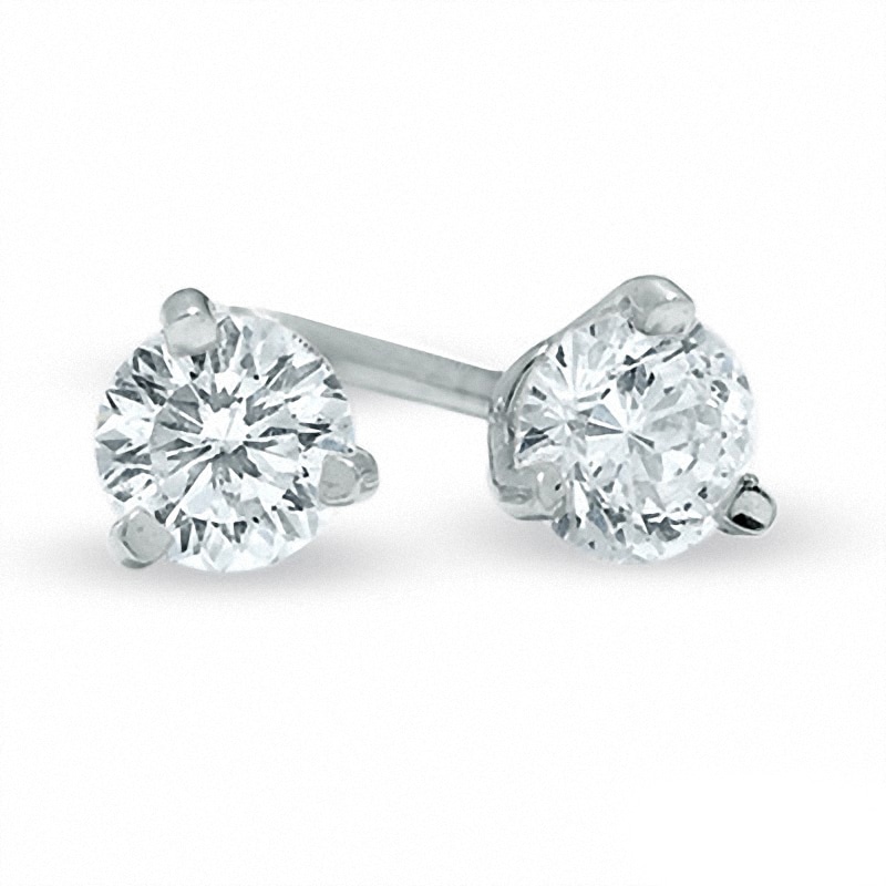 Main Image 1 of Previously Owned - 0.20 CT. T.W.  Diamond Solitaire Stud Earrings in 14K White Gold (I/I2)