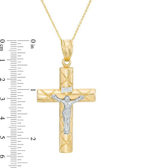 Previously Owned - Men's Diamond-Cut Crucifix Pendant in 10K Two-Tone Gold