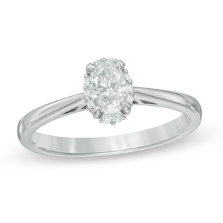 Previously Owned - 0.60 CT. T.W.   Diamond Frame Engagement Ring in 14K White Gold