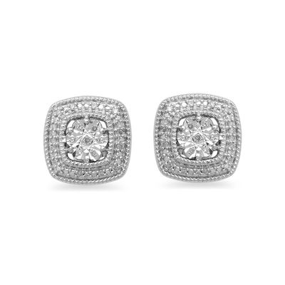 Previously Owned - 0.13 CT. T.W. Enhanced Black and White Diamond Stud Earrings Set in Sterling Silver