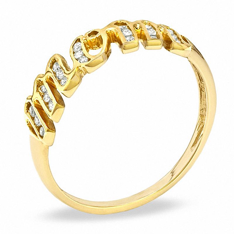 Previously Owned - 0.12 CT. T.W. Diamond Script Mom Ring in 10K Gold