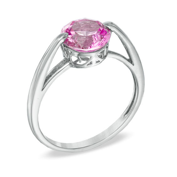 Previously Owned - Lab-Created Pink Sapphire Pendant, Ring and Earrings Set in Sterling Silver