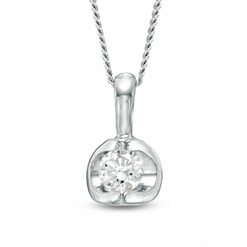 Main Image 1 of Previously Owned - 0.30 CT.   Diamond Solitaire Tension-Set Pendant in 14K White Gold (I/I2)