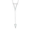 Previously Owned - 0.09 CT. T.W. Diamond Double Triangle "Y" Necklace in Sterling Silver - 20"