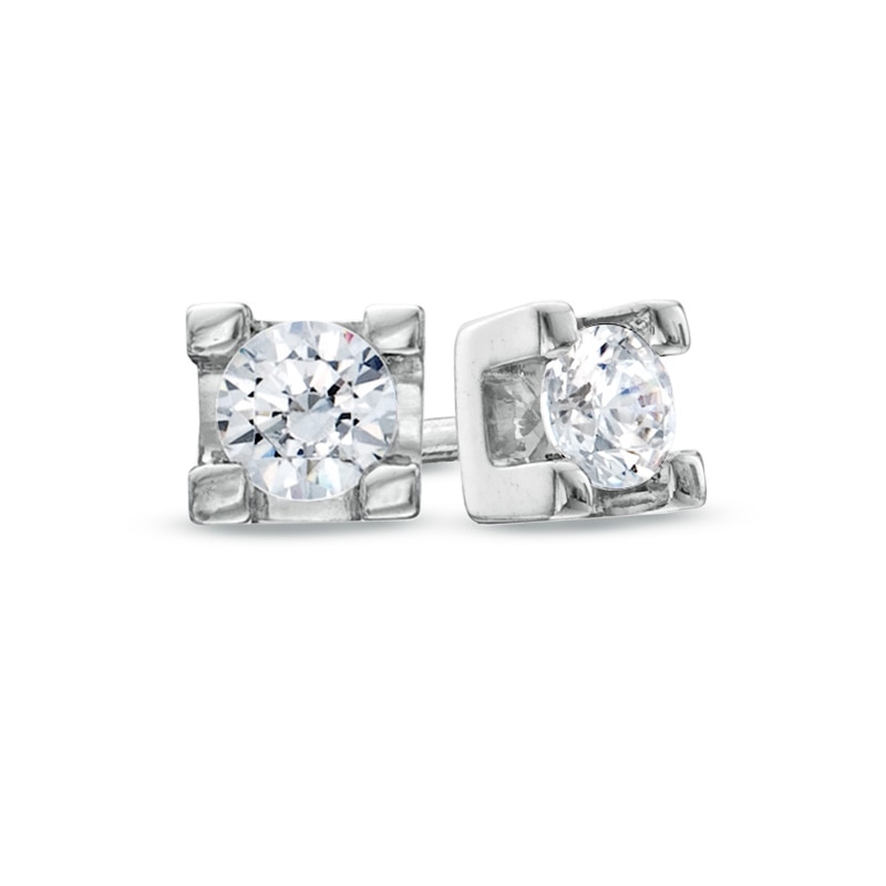 Main Image 1 of Previously Owned - 0.15 CT. T.W.   Diamond Solitaire Stud Earrings in 14K White Gold (I/I2)