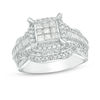 Thumbnail Image 0 of Previously Owned - 1.00 CT. T.W. Composite Princess-Cut Diamond Frame Multi-Row Engagement Ring in 10K White Gold