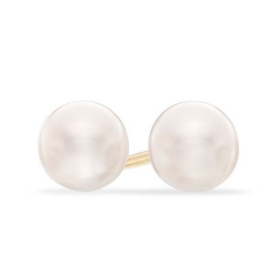 Previously Owned-5.0-5.5mm Freshwater Cultured Pearl Stud Earrings in 14K Gold