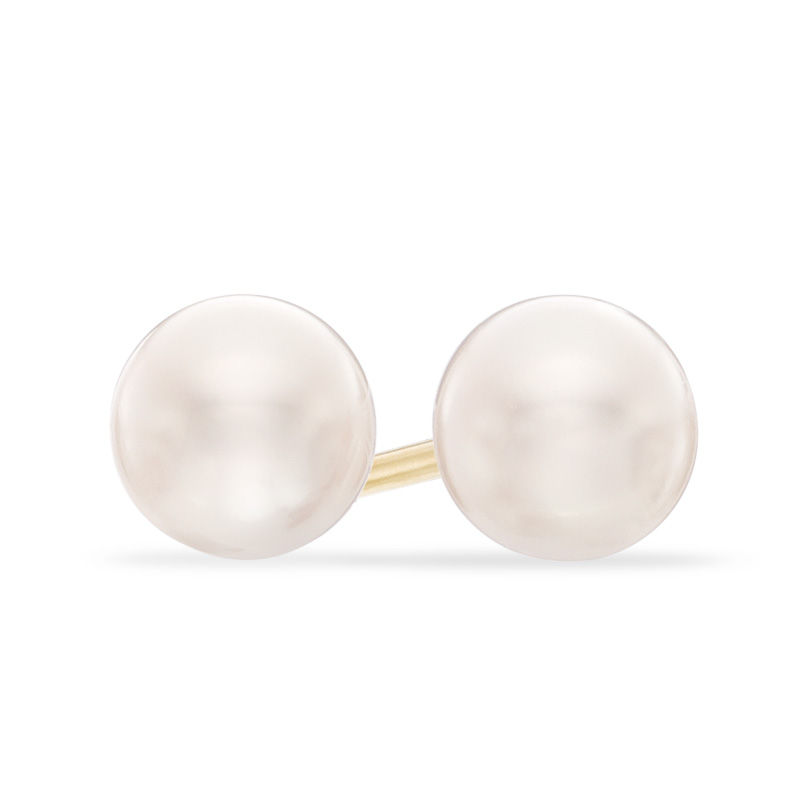 Previously Owned-5.0-5.5mm Freshwater Cultured Pearl Stud Earrings in 14K Gold|Peoples Jewellers