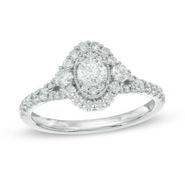 Previously Owned - 0.75 CT. T.W.   Diamond Vintage-Style Engagement Ring in 14K White Gold (I/I1)