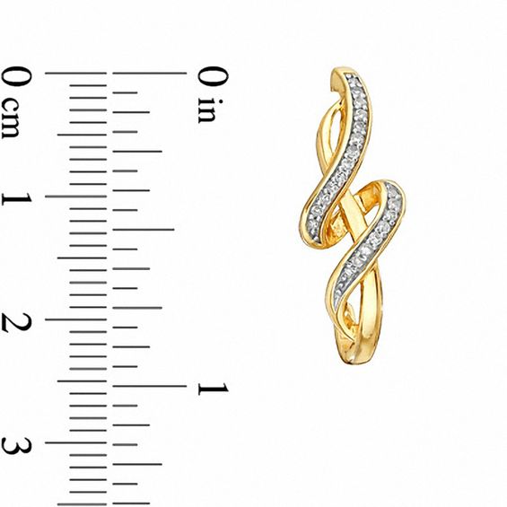 Previously Owned - 0.20 CT. T.W. Diamond Twisted Drop Earrings in 10K Gold