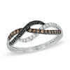 Previously Owned - 0.34 CT. T.W. Enhanced Black, Champagne and White Diamond Loose Braid Ring in 10K White Gold