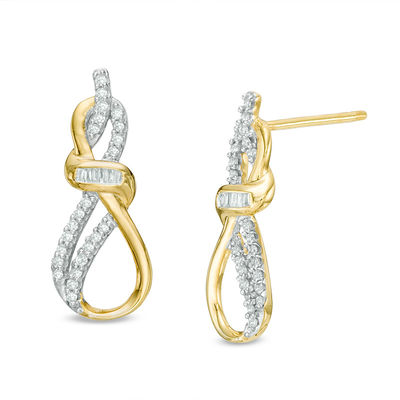 Previously Owned - 0.15 CT. T. W. Diamond Infinity Earrings in 10K Gold