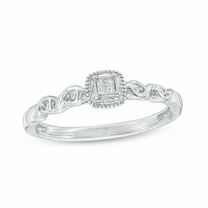 Main Image 1 of Previously Owned - Cherished Promise Collection™ Quad Princess-Cut Diamond Promise Ring in Sterling Silver