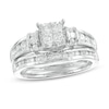 Thumbnail Image 0 of Previously Owned - 0.95 CT. T.W. Quad Diamond Collar Bridal Set in 14K White Gold