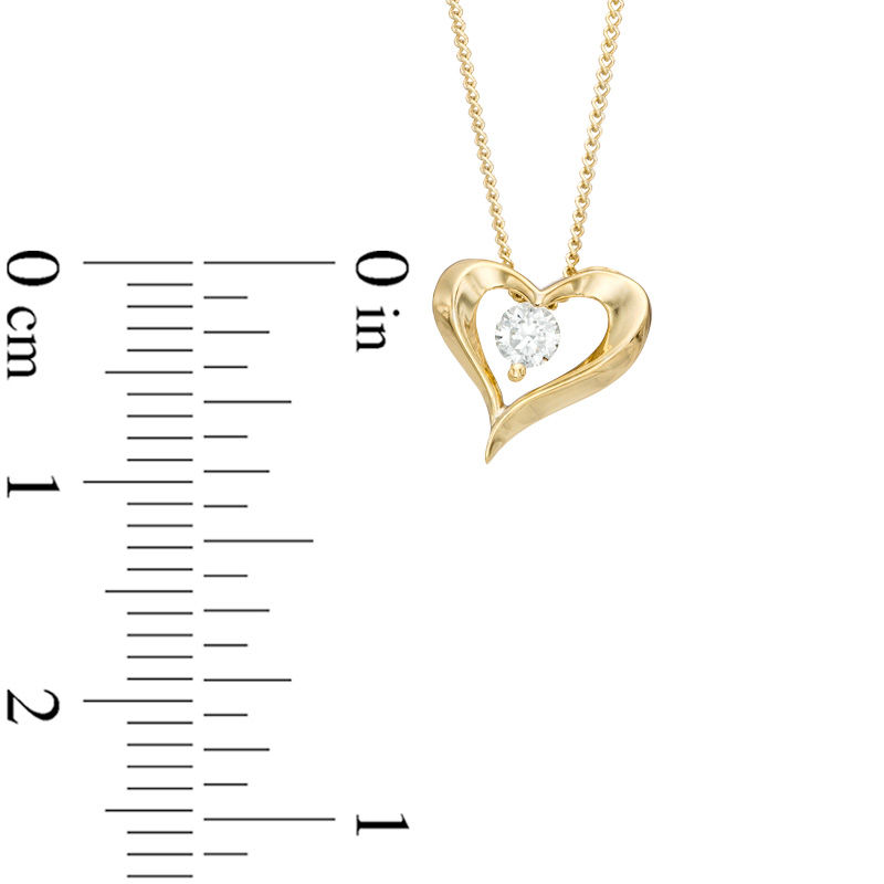 Previously Owned - 0.10 CT.   Diamond Solitaire Heart Pendant in 14K Gold (I/I2) - 17"