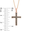 Previously Owned - 0.10 CT. T.W. Champagne Diamond Cross Pendant in 10K Rose Gold