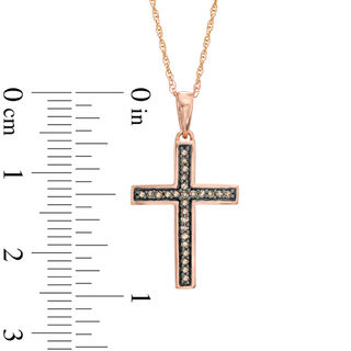 Previously Owned - 0.10 CT. T.W. Champagne Diamond Cross Pendant in 10K Rose Gold