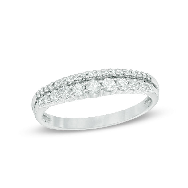Previously Owned - 0.40 CT. T.W. Diamond Double Row Band in 14K White Gold|Peoples Jewellers