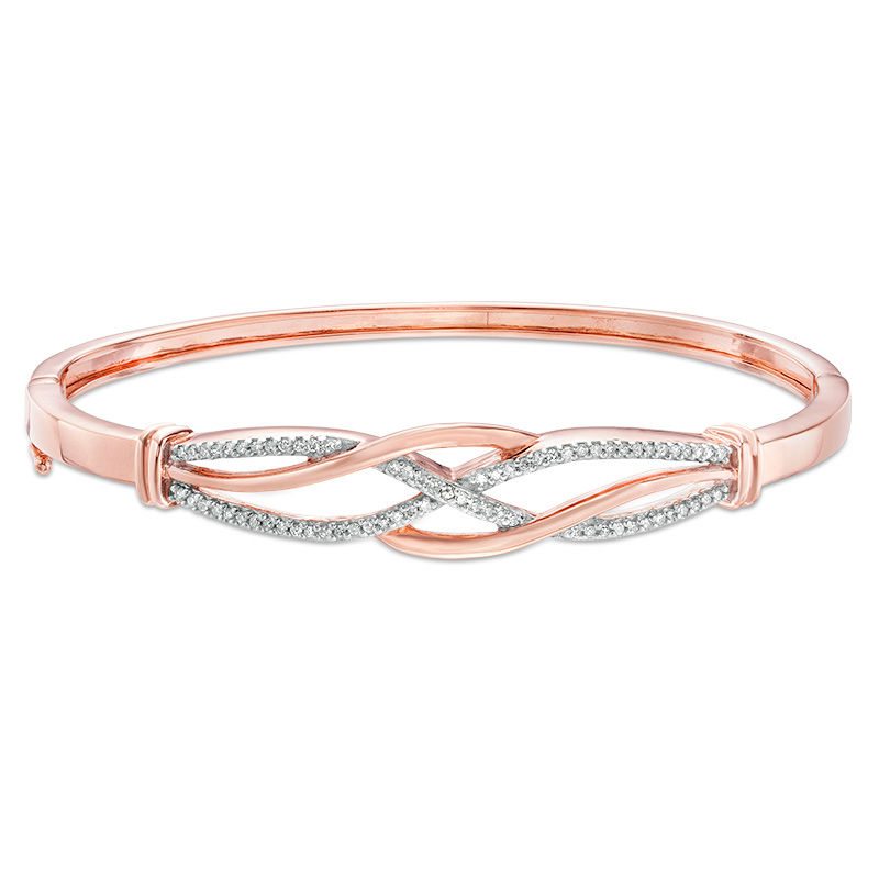 Previously Owned - 0.33 CT. T.W. Diamond Open Braid Bangle in 10K Rose Gold