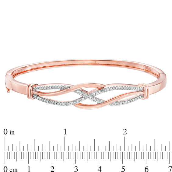 Previously Owned - 0.33 CT. T.W. Diamond Open Braid Bangle in 10K Rose Gold