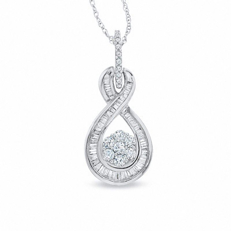Previously Owned - 0.50 CT. T.W. Composite Diamond Infinity Drop Pendant in 10K White Gold|Peoples Jewellers