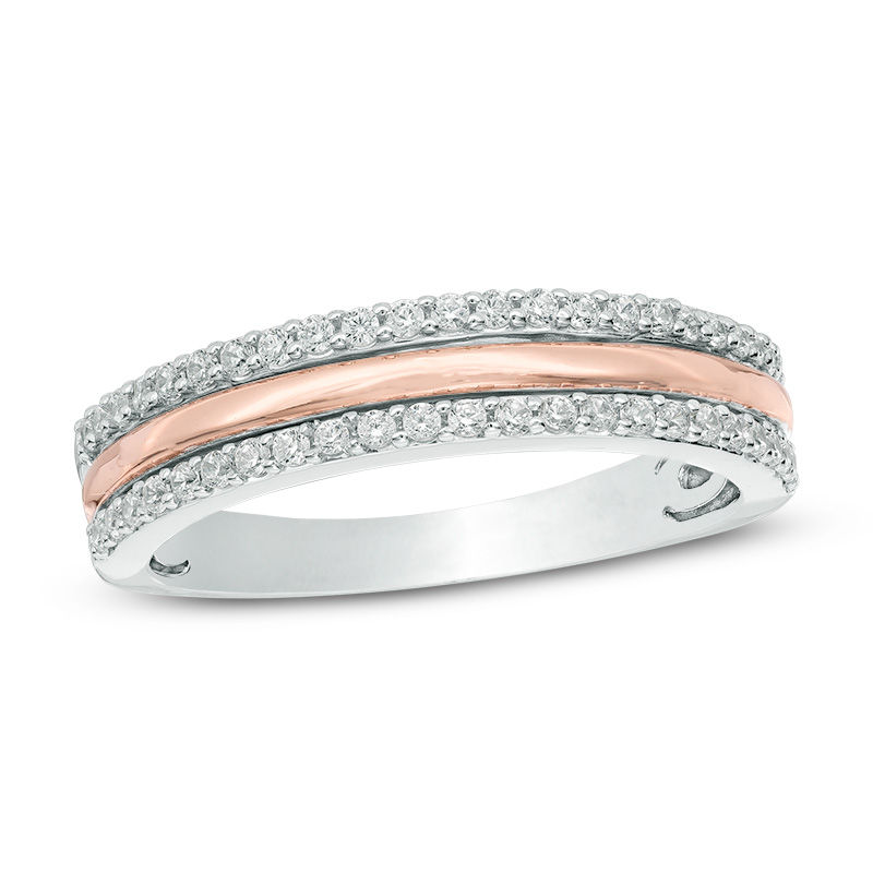 Previously Owned - 0.25 CT. T.W. Diamond Three Row Anniversary Band in 10K Two-Tone Gold|Peoples Jewellers