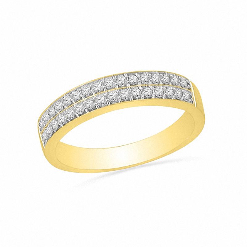 Previously Owned - 0.25 CT. T.W. Diamond Double Row Wedding Band in 10K Gold