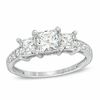 Previously Owned - Princess-Cut Lab-Created White Sapphire Three Stone Ring in 10K White Gold