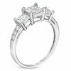 Previously Owned - Princess-Cut Lab-Created White Sapphire Three Stone Ring in 10K White Gold