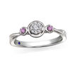 Thumbnail Image 0 of Previously Owned - Cherished Promise Collection™ 0.06 CT. T.W. Diamond and Pink Sapphire Ring in 10K White Gold