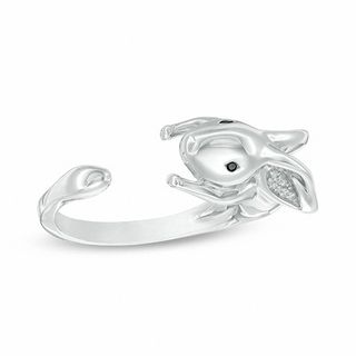 Previously Owned - 0.04 CT. T.W. Enhanced Black and White Diamond Rabbit Wrap Ring in Sterling Silver