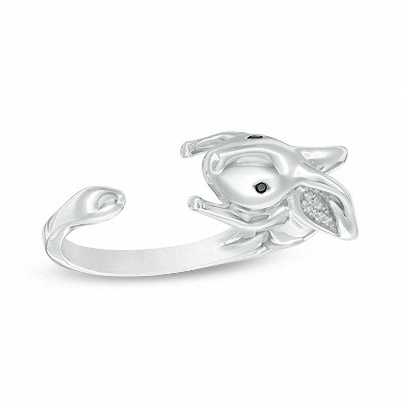 Previously Owned - 0.04 CT. T.W. Enhanced Black and White Diamond Rabbit Wrap Ring in Sterling Silver|Peoples Jewellers